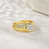 Nuovi stili di moda gioielli a prezzo di fabbrica nuovo anello placcato in oro rodiato placcato da donna in argento Sterling Moissanite anello pepita