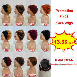 Promotion 13,8 $ : Perruques Courtes Bouclées Pixie Colorées en Gros, 13x4 Lace Frontal, 100% Cheveux Humains, Effet Mouillé et Ondulé - Product Image 6