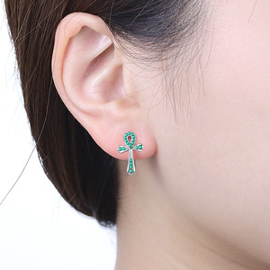 Pendientes cruzados vintage, diseño pequeño y elegante, pendientes de mujer a la moda. - Product Image 5
