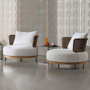 Ngoài trời vườn biệt thự khách sạn làm bằng mây <span class=keywords><strong>sofa</strong></span> Patio Tất cả thời tiết không thấm nước thiết lập Sân ban công gỗ tếch giải trí đồ nội thất - Product Image 4