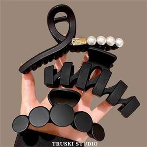 Accesorios para el cabello de gama alta para mujer, pinza grande de Metal mate, pinza de tiburón negro, horquillas múltiples, pinzas de plástico para el cabello - Product Image 3