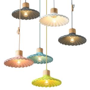 Luminaire suspendu plissé en ciment coloré de style nordique, E27, commande par interrupteur LED, pour l'éclairage d'entrée de maison - Product Image 5