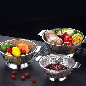 Yurtrain Stainless Steel Kitchen Strainer Colanders Set Fruit Vegetable Drain Wash <b>Storage</b> <b>Basket</b> Metal Drain <b>Basket</b> - Product Image 4