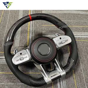 Pour Benz G Class GLA GLC GLE Custom Gloss <span class=keywords><strong>Volant</strong></span> en cuir perforé en fibre de carbone Mise à niveau vers <span class=keywords><strong>AMG</strong></span> - Product Image 2