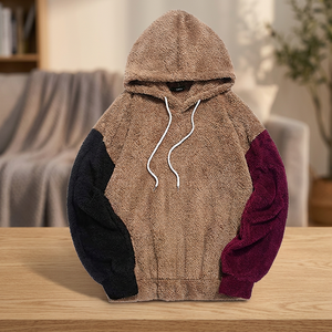 2021 Spring Custom Printed Fluffy Faux Fur Fleece Pullover <b>Hoodie</b> Block Tan Color Oversized <b>Men</b> 5.01 Reviews1 Bu - Product Image 3