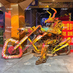 Escultura <span class=keywords><strong>de</strong></span> Robot Motociclista Punk - Diseño Personalizado Hecho a Mano, Decoración <span class=keywords><strong>de</strong></span> Jardín <span class=keywords><strong>de</strong></span> <span class=keywords><strong>Hierro</strong></span> Forjado <span class=keywords><strong>de</strong></span> Metal Pesado, Gran Escultura Artística - Product Image 3