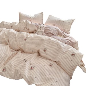 Creamy Cartoon Print Cotton Four-Piece <b>Bedding</b> <b>Set</b> Pure Cotton Breathable Duvet Cover Fresh Simple Style For Four Seasons - Product Image 2