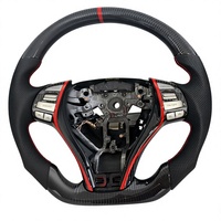 Volant en fibre de carbone avec écran LED, surpiqûres rouges, cuir perforé pour un design sportif pour Nissan Altima - Universel