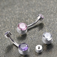 Fuxuan ASTM F136 titane Piercing bijoux fileté à l'intérieur du ventre Piercing incurvé haltère Piercing nombril anneau
