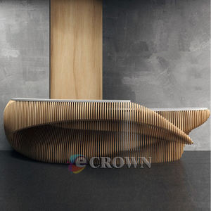 Mall Reception Curved Design Cashier Desk Office Galss Led Lighting <strong>Phone</strong> Unique Checkout Counter Design OEM - Product Image 2