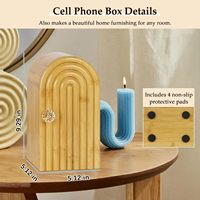 Support de téléphone en bambou en forme d'arche avec compartiments, boîte de rangement en bois pour télécommandes, clés et décoration de bureau