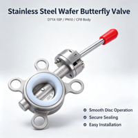 Katup Kupu-kupu Tipe Wafer D71X-10P Bodi Baja Tahan Karat Gagang Manual Segel Silikon Kontrol Pipa Air untuk Drainase