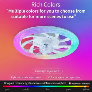 LED <b>Ceiling</b> Fan <b>Light</b>, Modern Imitation Crystal Diamond <b>Remote</b> <b>Control</b>, RGB Color Dimming Ventilation Fan, Home Bedroom Lighting - Product Image 2