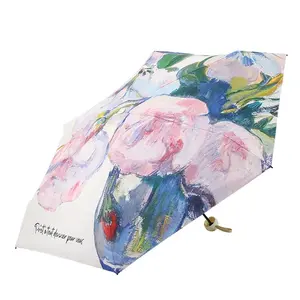 Lindo 3 paraguas plegable UV para la promoción, venta al por mayor Auto abrir y cerrar paraguas con cartón canela