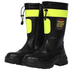 Stivali Protettivi in Pelle per Vigili del Fuoco, Resistenti alle Fiamme, ad Alta Resistenza, Flessibili, Antiperforazione con Suola Intermedia Rinforzata - Product Image 1
