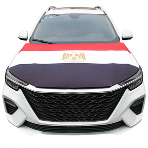 Copri Cofano Auto con Bandiera Nazionale Egiziana, Coprimotore con Effetto di Stampa a Trasferimento Termico, Misura Personalizzata in Tessuto Elastico - Product Image 1
