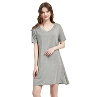 Damen Kurzarm Nachthemd Weiche Bambus Nachtwäsche V-Ausschnitt Schlaf hemd Nacht kleid Nachthemd für Frauen