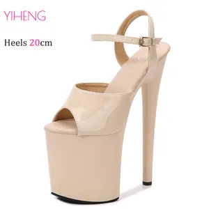 NightClub Stripper Sexy Show Sandals 20CM 8Inch Super High Heels Platform Painted Color Sandals Girls Party Shoes For Women