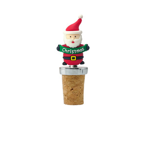Santa Claus <b>Wine</b> <b>Stoppers</b> PVC Christmas Bottle Seals With Cork And Metal Base For Red <b>Wine</b> Champagne Decorative <b>Stopper</b> - Product Image 2