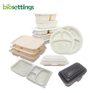 حاويات طعام للتخييم قابلة للتحلل الحيوي مصنوعة من نشا الذرة بسعر الجملة من المصنع، صناديق طعام مخصصة بـ 2-6 أقسام - Product Image 1