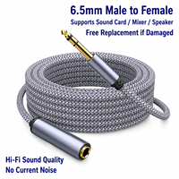 Câble d'extension audio mâle-femelle 6,5 mm, cordon jack stéréo tressé 1/4 pouce, câble auxiliaire 6,35 mm pour mixeur, guitare, haut-parleur, micro
