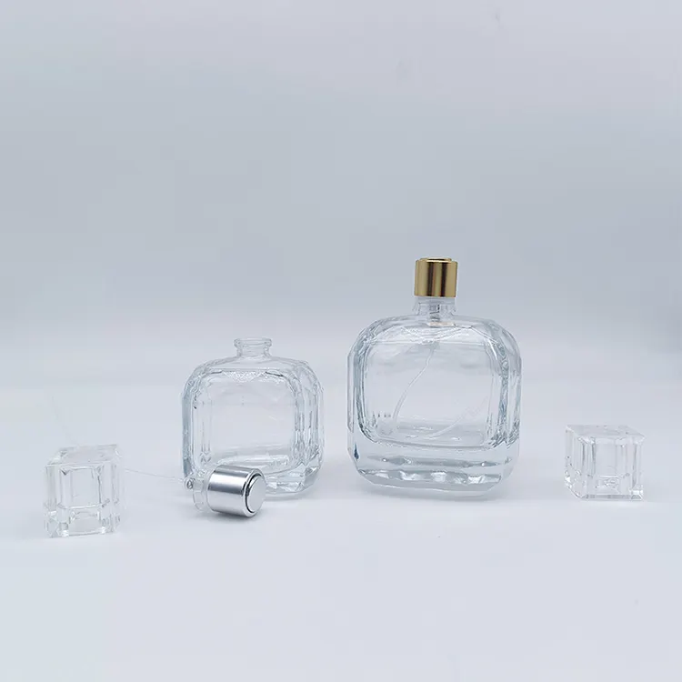 Botol semprot bening untuk pria wanita, 50ml 100ml Pengisi parfum kosong sekrup atas botol kaca isi ulang mewah