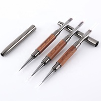 Pinceau professionnel double face pour nail art, manche en bois de santal, pour gel UV, extension et liner, outil de manucure pour les marchés américain et européen