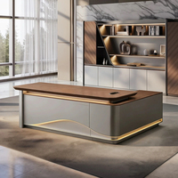 Bureau de direction moderne et minimaliste, mobilier de bureau de luxe, bureau en forme de L pour PDG, table de patron, armoire latérale fonctionnelle