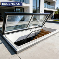 ROGENILAN Fenêtre de grenier électrique à ouverture automatique en aluminium pour toit plat, double vitrage, pour sous-sol