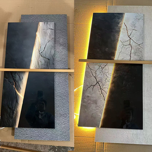 Art mural italien minimaliste à rétroéclairage LED Double couche de texture de roche abstraite Double couche d'accessoires pour la maison Art mural décoratif - Product Image 5