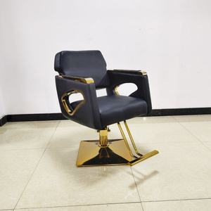 A High-end Hair Salon Furniture <b>Armchair</b> Can Rotate Lift Stainless Steel <b>Black</b> Metal Barber Chair Foldable Outdoor Contemporary - Product Image 4