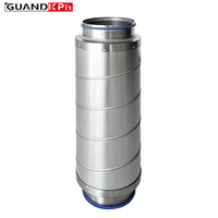 Silencieux de ventilation cylindrique à bride avec doublure acoustique perforée en acier galvanisé pour conduits d'agencement d'air