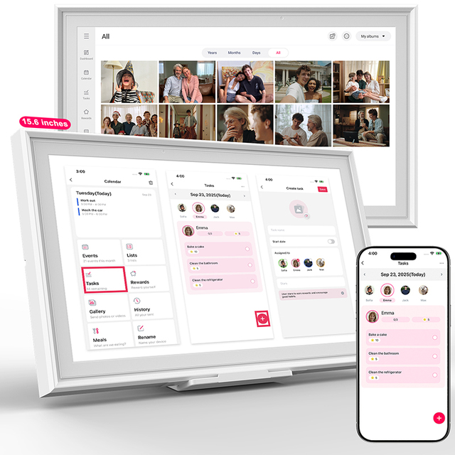 15.6 Inch IPS Touch Screen Smart Digital Calendar WiFi Cloud Photo Frame AI Powered Wall Mounted Digital Signage Planner Display