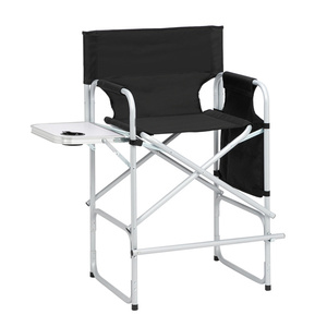 Silla de director de capacidad DB de 120kg con superficie de tela negra Tubo de hierro 103*60*499cm Tubo de hierro blanco plateado DB rociado de plástico" - Product Image 3
