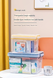 Boîte de rangement pour médicaments transparente en PP pour toute la maison, détachable, à deux niveaux, trousse médicale portable, design classique, capacité de 10 à 20 L - Product Image 6