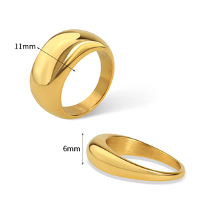 Minimalistische Sieraden Op Maat Graveren Logo Bold Statement <span class=keywords><strong>Ring</strong></span> Mannen Waterdicht Goud Zilver Roestvrij Staal Dikke Dikke Dikke Koepel <span class=keywords><strong>Ring</strong></span> - Product Image 6