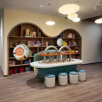 Ensemble Table et Chaises Rectangulaires 2 Places pour Enfants, Moderne, Écologique et Durable, avec Rangement et Présentoir - Mobilier d'Activités en Bois pour Hôtels