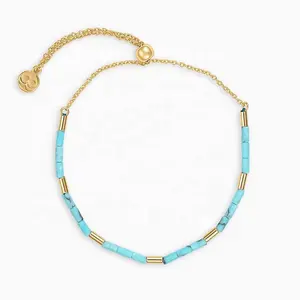 Milskye New Fashion Jewelry 925 Sterling Silver 18k Gold Plated Healing Power Gemstone Turquoise Bracelet