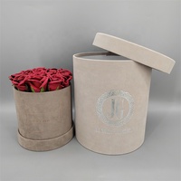 Boîtes cadeaux rondes en carton recyclé gris personnalisées pour bouquets et fleurs avec emballage de présentation en feuille d'aluminium avec logo personnalisé