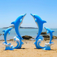 Sculpture en fibre de verre grandeur nature d'animaux marins simulés pour l'extérieur, grande chaise coquillage, décoration coquillage, statue en résine pingouin et requin