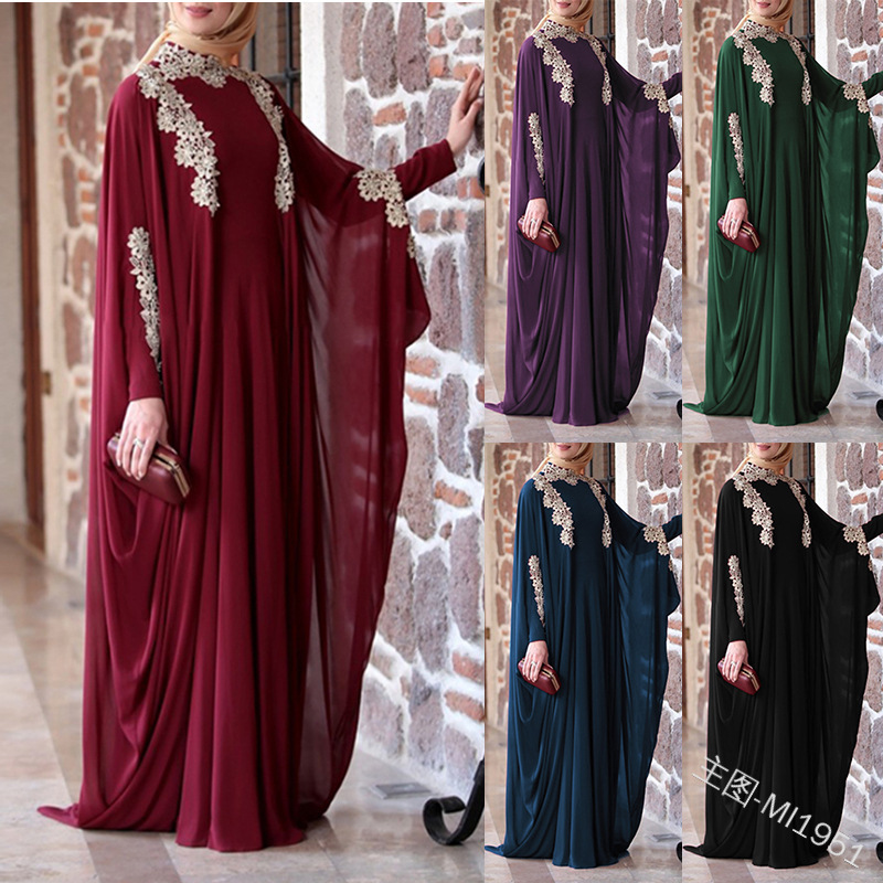 Factory Price Dubai Muslim Loose High Quality for Fall New Fashion Solid Color Elegant Dress
