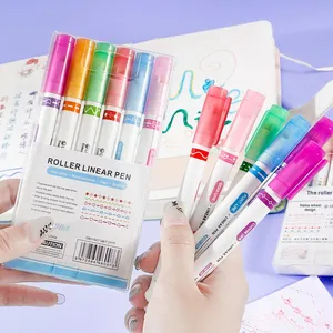 Evidenziatore a Doppia Punta Multifunzione a Forma <span class=keywords><strong>di</strong></span> Fiore in Plastica per Quaderni Studenti, Marcatori a Curva Ondulata - Product Image 3