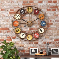 Jam Dinding Logam Klasik untuk Dekorasi Rumah dengan Angka Multi-Warna, Seni Gantung Dekoratif, Montre Murale, Jam Dinding