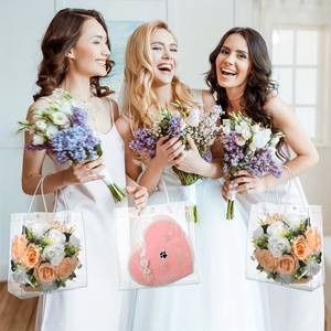 100 Bolsas de Regalo de <span class=keywords><strong>PVC</strong></span> Transparente Premium, Bolsas de Mano Transparentes con Asas Resistentes para Bodas, Fiestas, Baby Showers y Eventos - Product Image 6