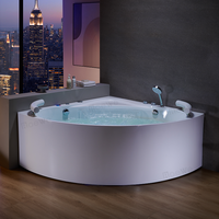 Baignoire SPA d'angle de luxe à design cascade pour salle de bain intérieure, avec jets d'air massants et fonction Jacuzzi
