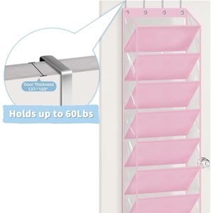 10 Tier Over The Door <b>Shoe</b> Organizer Pink Hanging <b>Storage</b> Rack For Closet Door With Deep Pockets Fit 20 Pairs - Product Image 6