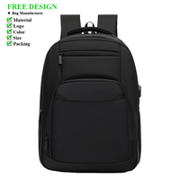 Sac à dos professionnel durable pour ordinateur portable avec fermeture éclair, en tissu Oxford imperméable, doublure en polyester, compartiment pour ordinateur de grande capacité