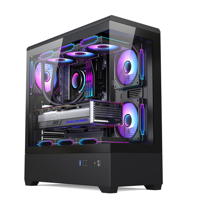 Factory Direct Gaming PC Case Panoramic Sea-view Tempered Glass SPCC Support 360mm Radiator Max GPU 430mm Micro-ATX ITX