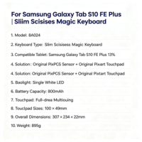 Keyboard Mekanik Nirkabel RGB Backlit untuk Tablet Tab S10 FE Plus 13.1 inci dengan Trackpad USB-C Produk Baru Bahasa Inggris
