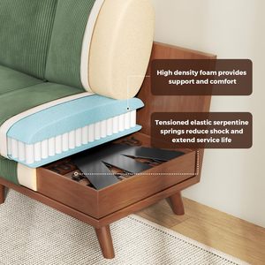 Sofá Modular en Forma de L Loveliving Green, Sofá de 3 Plazas de <span class=keywords><strong>Pana</strong></span> con Otomana Móvil, Sofá Seccional de <span class=keywords><strong>Tela</strong></span> para Sala de Estar o Apartamento - Product Image 5